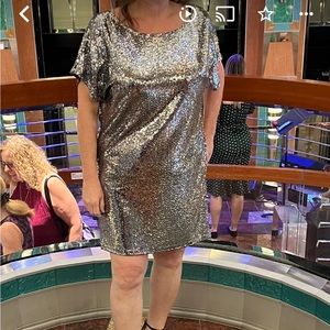 Nice black silver shiny dress from boutique large